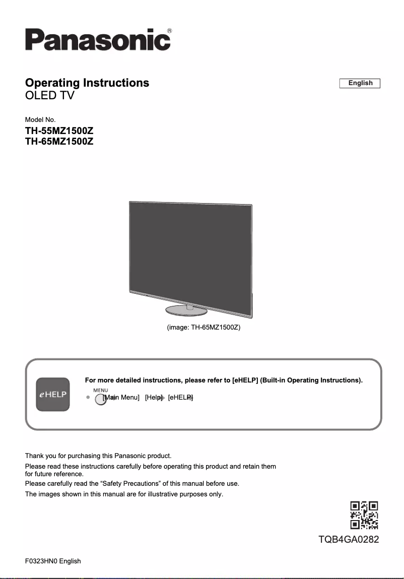 Page 1 de la notice Manuel utilisateur Panasonic TH-55MZ1500Z