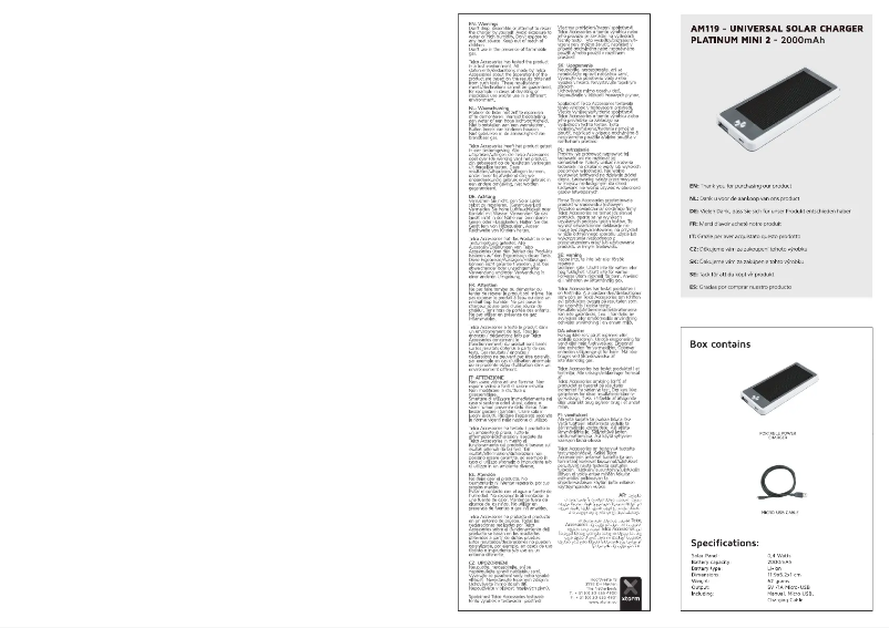 Page 1 de la notice Manuel utilisateur Xtorm AM119 Platinum Mini 2