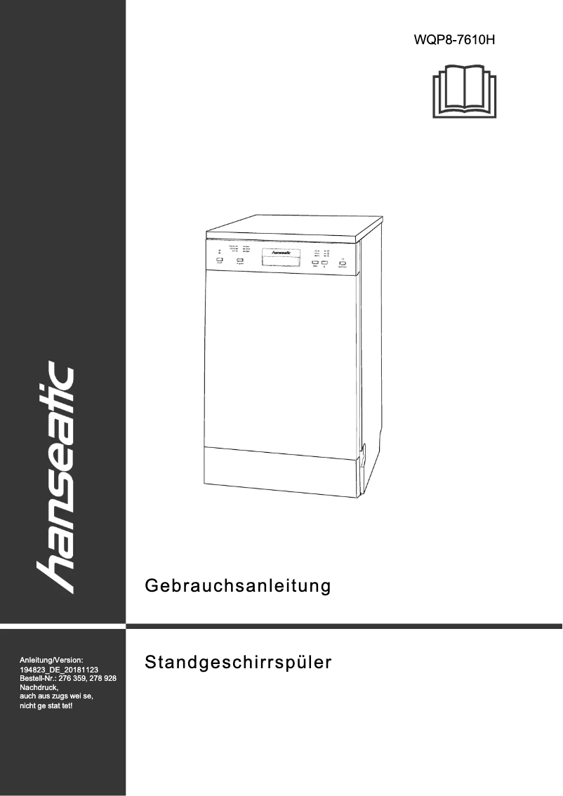 Page n°1 - Manuel utilisateur Hanseatic WQP8-7610H