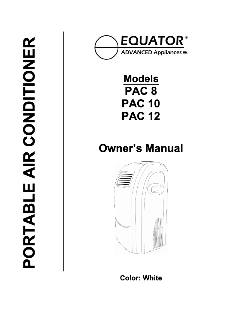 Page n°1 - Manuel utilisateur Equator PAC 12