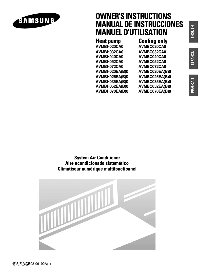Page n°1 - Manuel utilisateur Samsung AVMBH052EA0