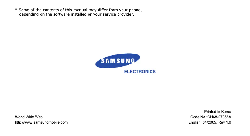 Page n°1 - Manuel utilisateur Samsung SGH-X480