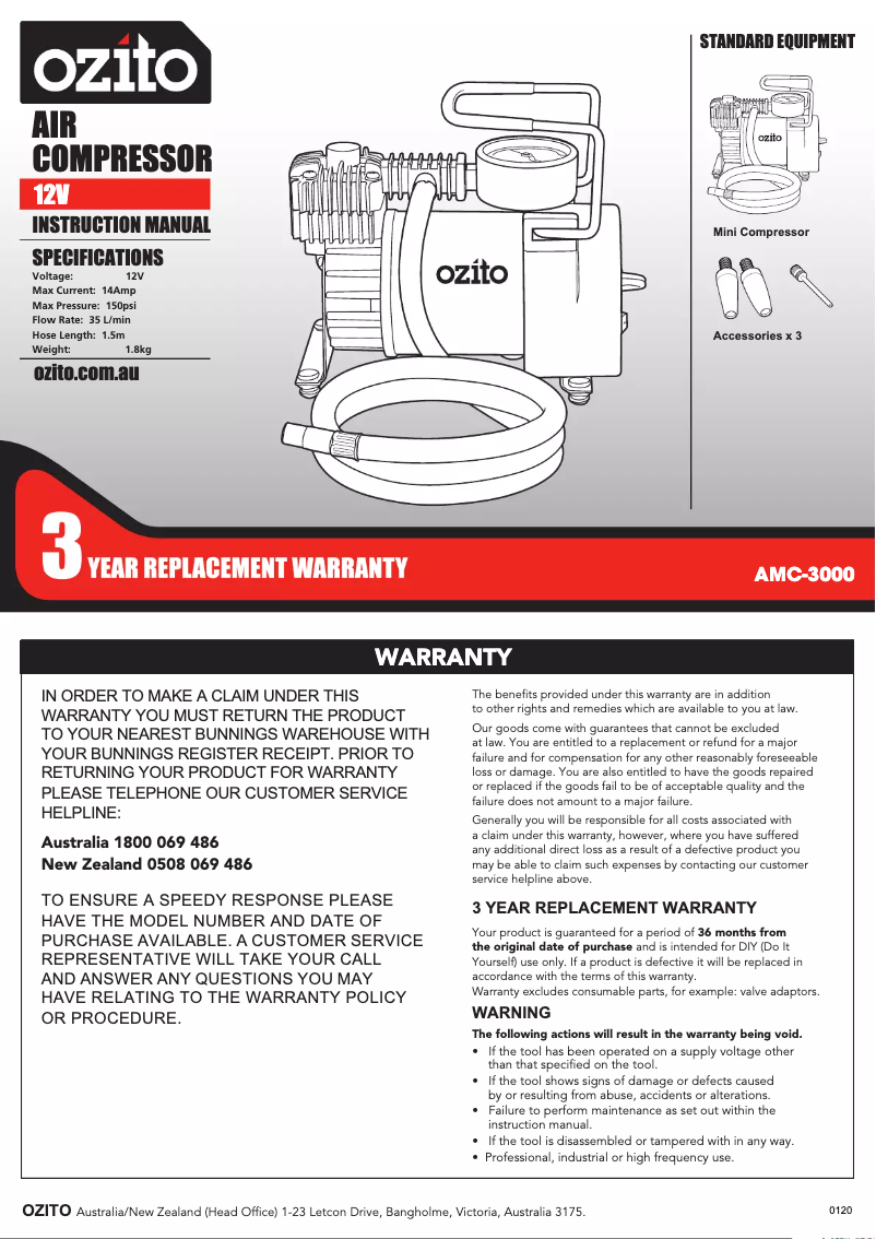 Image de la première page du manuel de l'appareil AMC-3000