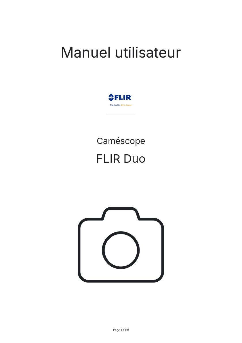 Page 1 de la notice Manuel utilisateur FLIR Duo