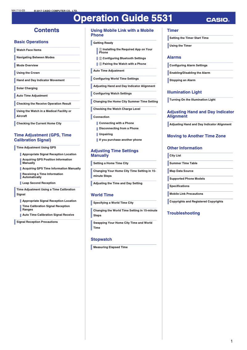 Page 1 de la notice Manuel utilisateur Casio G-Shock MRG-G2000R-1A