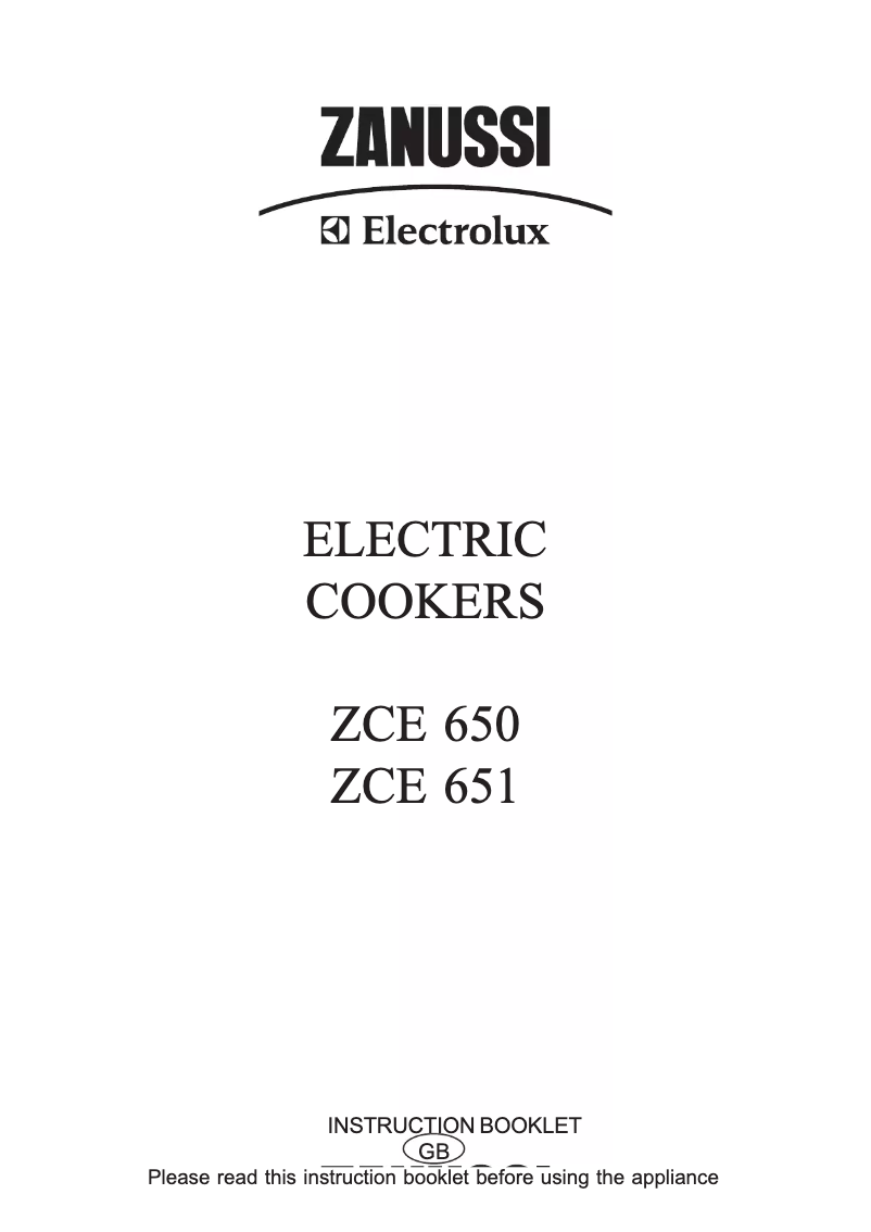 Page n°1 - Manuel utilisateur Zanussi-Electrolux ZCE651X