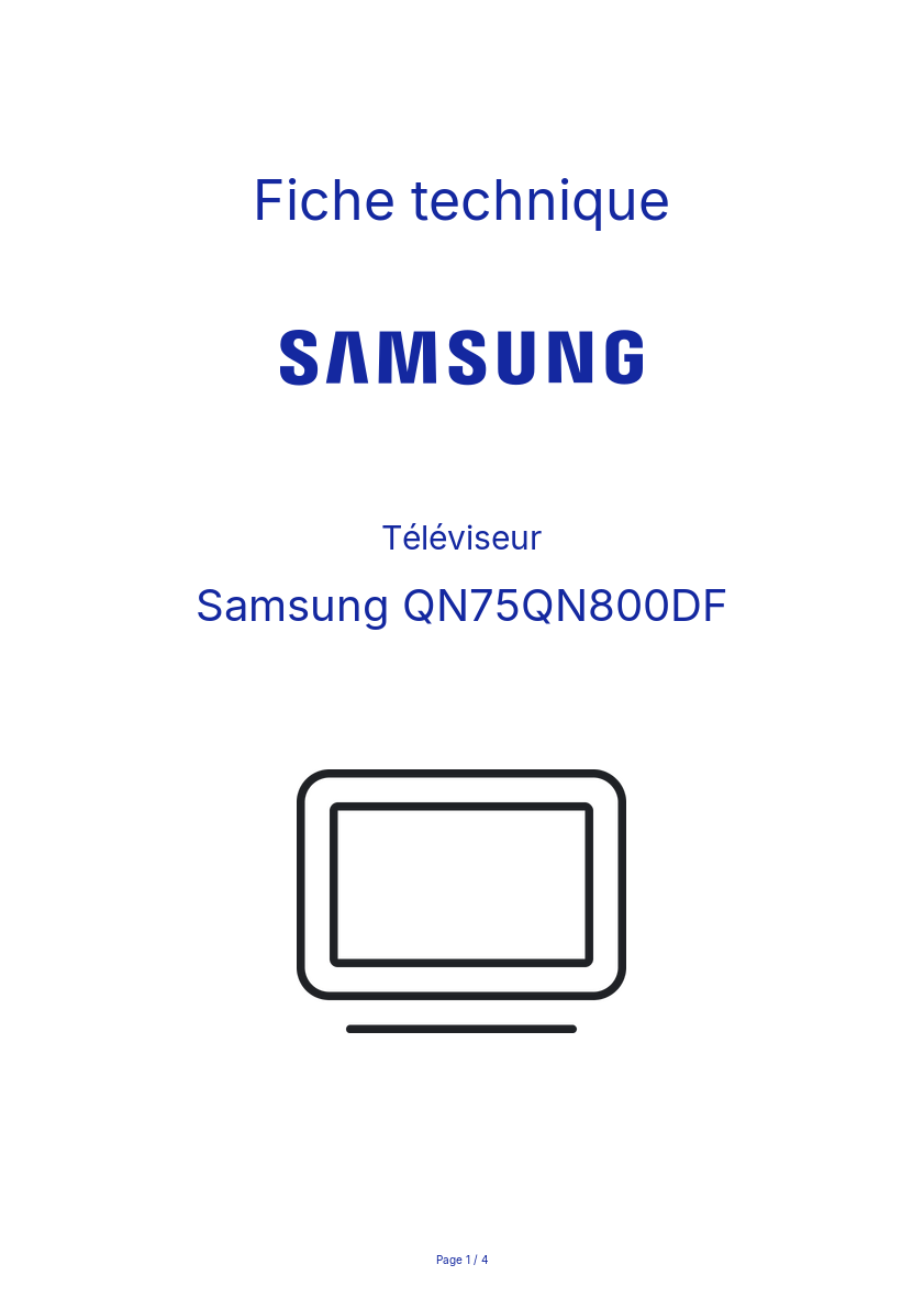 Page n°1 - Fiche technique Samsung QN75QN800DF
