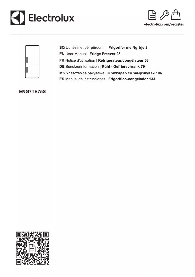 Page 1 de la notice Manuel utilisateur Electrolux ENG7TE75S