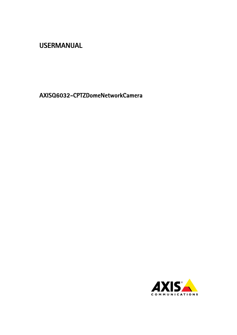 Page n°1 - Manuel utilisateur Axis Q6032