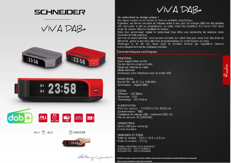 Page 1 de la notice Fiche technique Schneider SC320CLGRY
