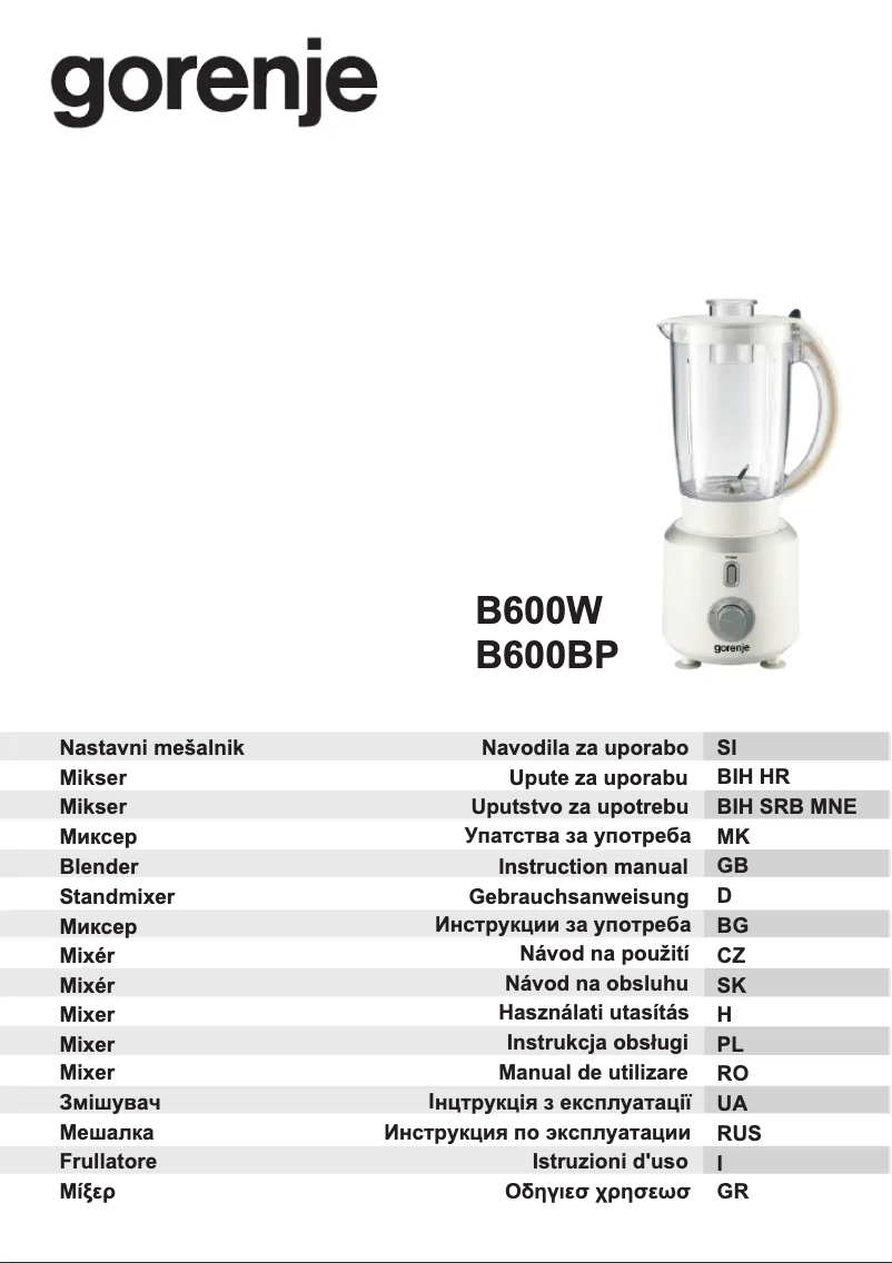 Page 1 de la notice Manuel utilisateur Gorenje B600BP