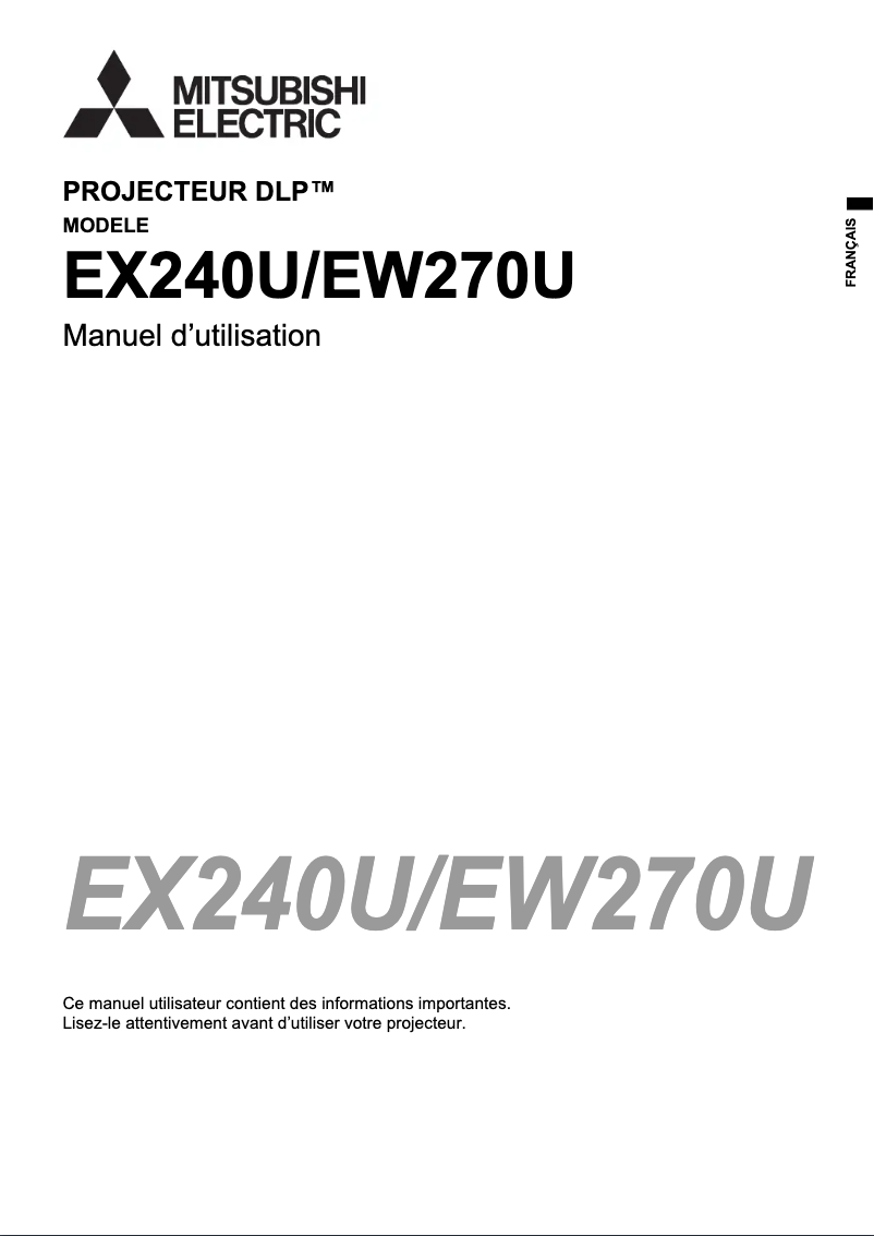 Page 1 de la notice Mode d'emploi Mitsubishi EX240U