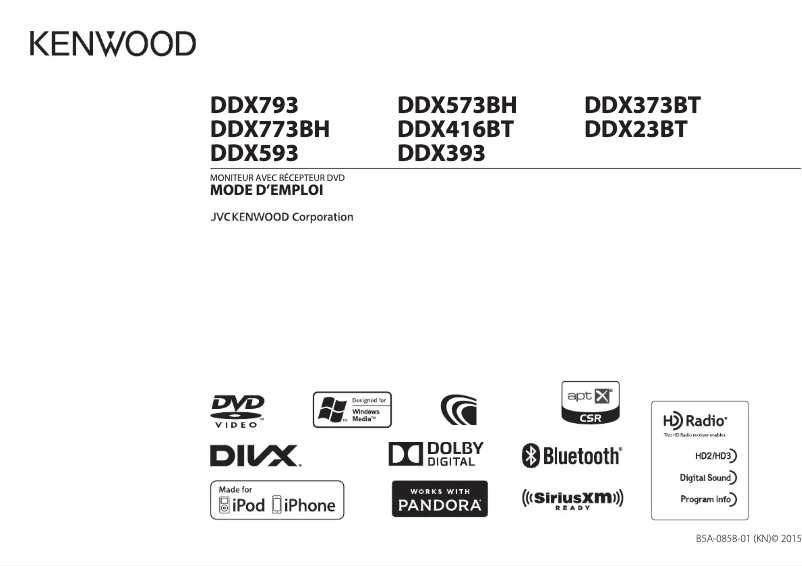 Page 1 de la notice Manuel utilisateur Kenwood DDX773BH