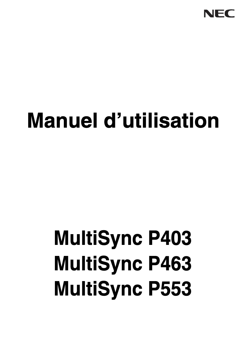 Page 1 de la notice Mode d'emploi NEC MultiSync P553