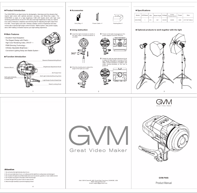 Page n°1 - Manuel utilisateur GVM P80S