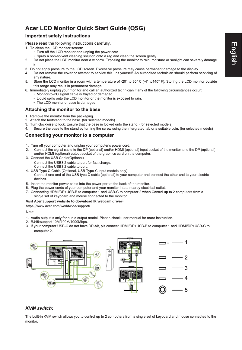 Página 1 del manual Manual de instrucciones Acer B278U