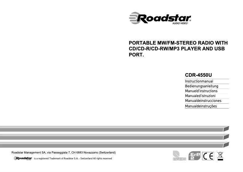 Page 1 de la notice Manuel utilisateur Roadstar CDR-4550U