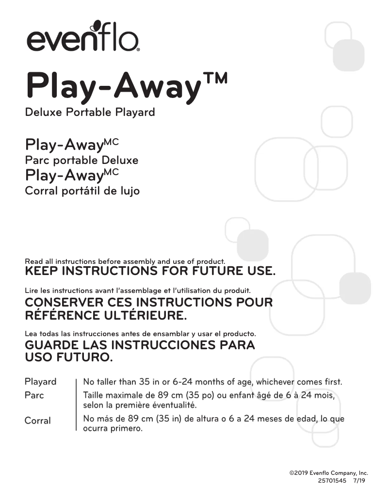 Page 1 de la notice Manuel utilisateur Evenflo Play-Away