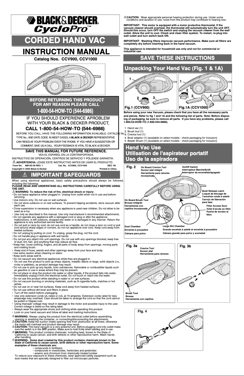 Page n°1 - Manuel utilisateur Black & Decker CCV1000