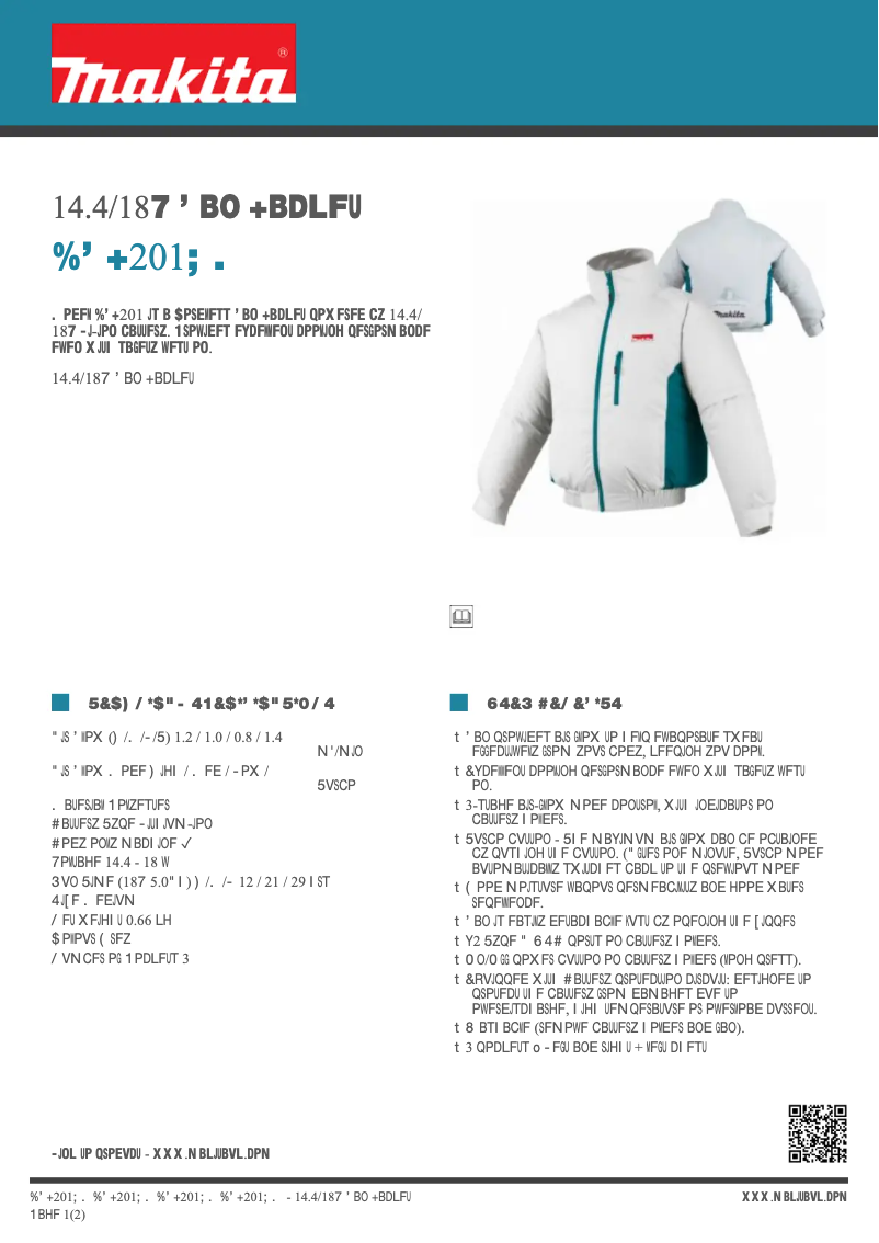 Page 1 de la notice Fiche technique Makita DFJ201ZM