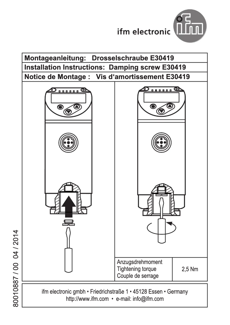 Page n°1 - Manuel utilisateur IFM E30419