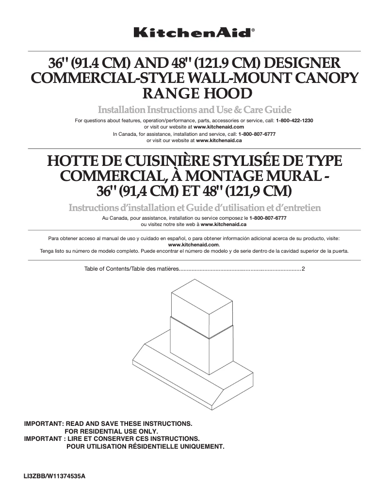 Page 1 de la notice Guide d'installation KitchenAid KVWC956JSS