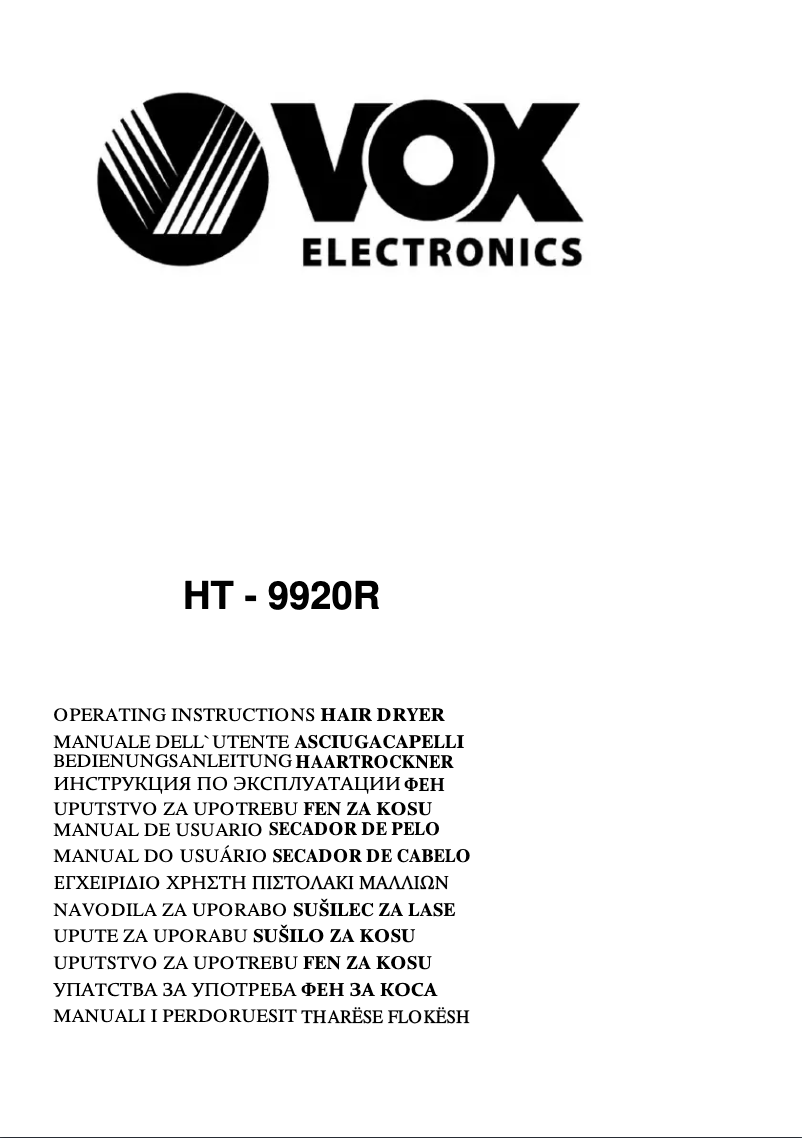 Page 1 de la notice Manuel utilisateur VOX HT9920R