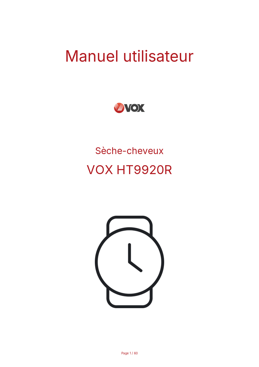 Image de la première page du manuel de l'appareil HT9920R