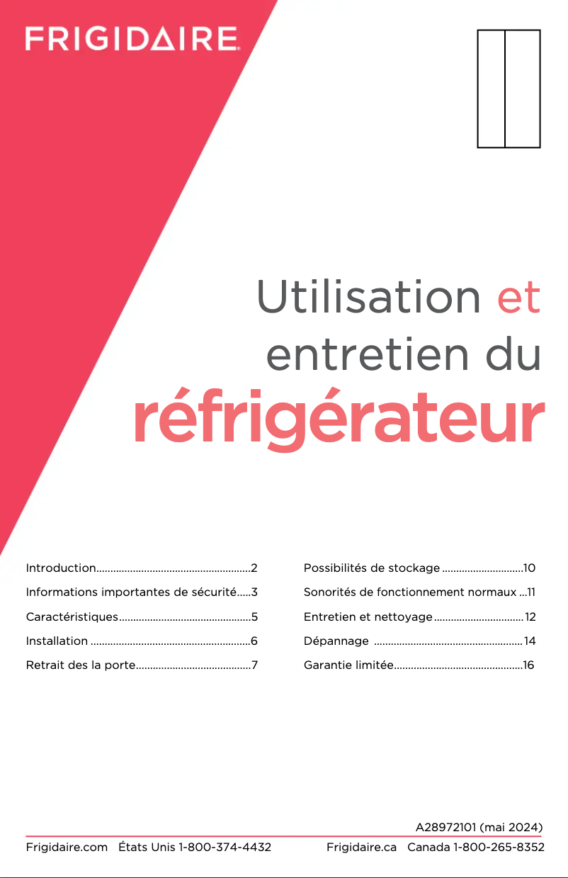 Page n°1 - Manuel utilisateur Frigidaire FRSG2115AV