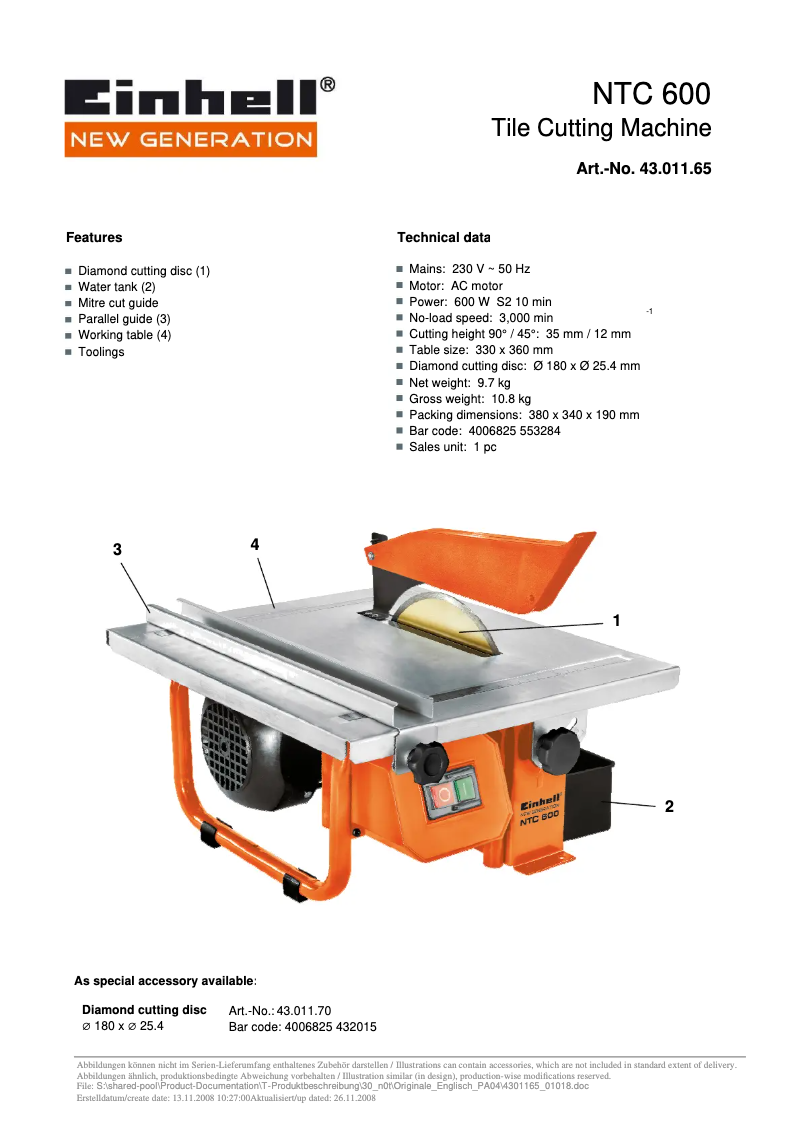 Image de la première page du manuel de l'appareil NTC 600