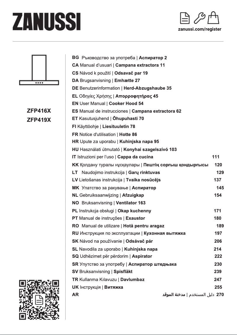 Page n°1 - Manuel utilisateur Zanussi ZFP416X