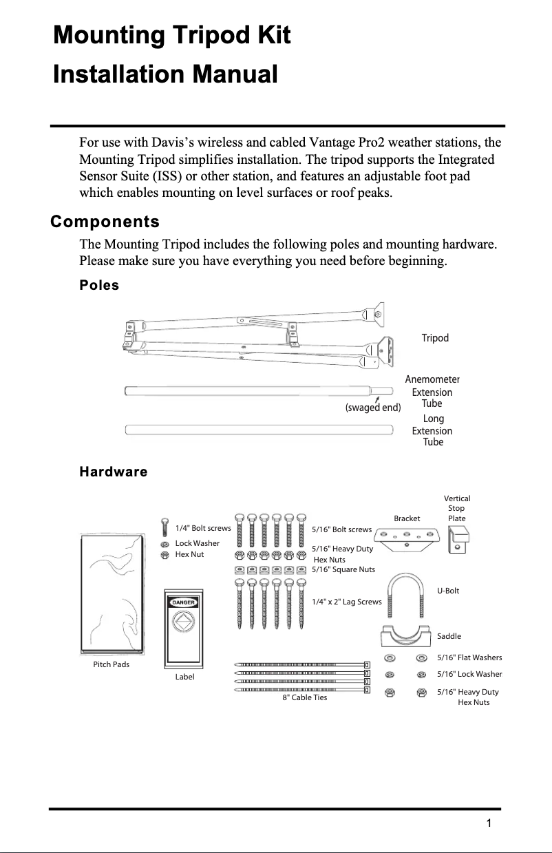 Page n°1 - Manuel utilisateur Davis 7716 tripod