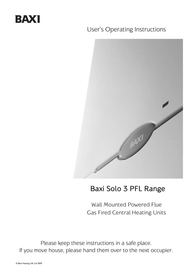 Page 1 de la notice Manuel utilisateur Baxi Solo 3 PFL 60