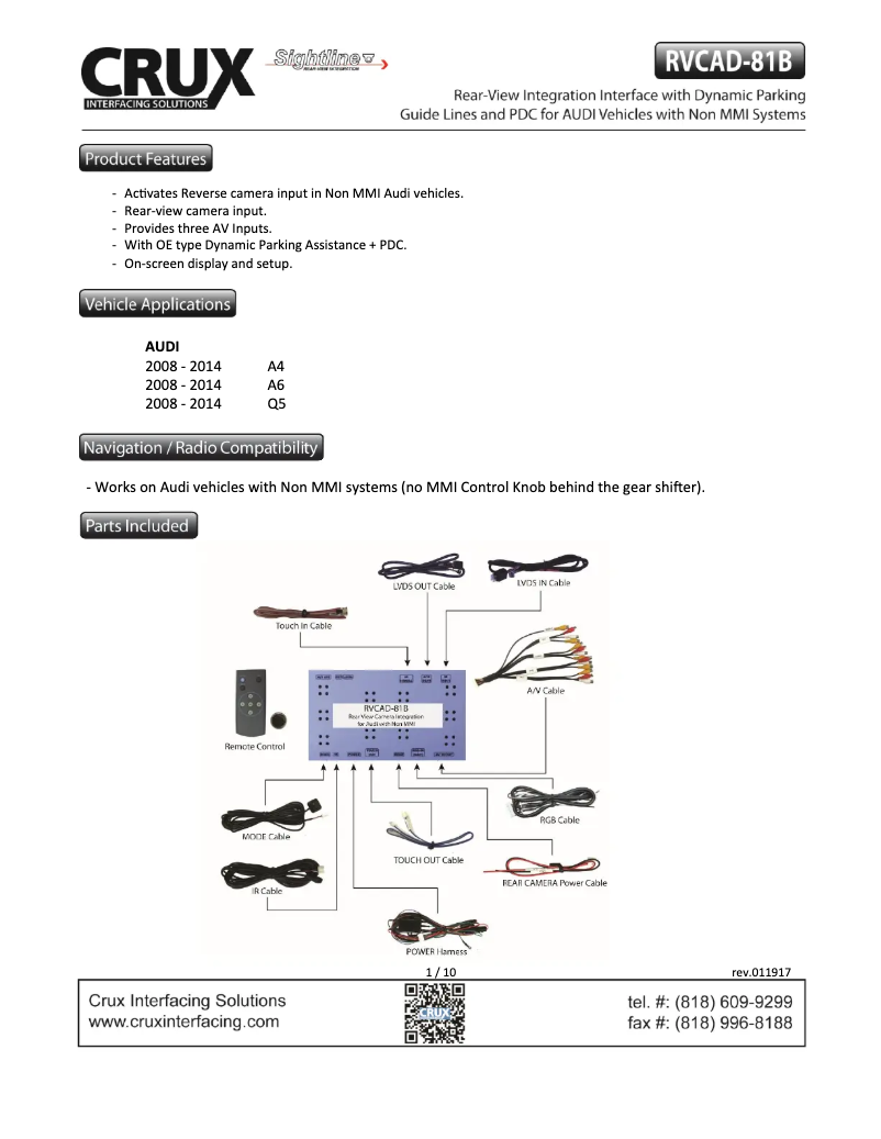 Página 1 del manual Manual de usuario CRUX RVCAD-81B
