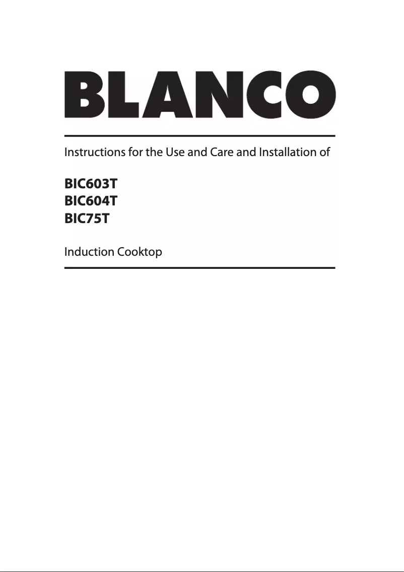 Page n°1 - Manuel utilisateur BLANCO BIC603T