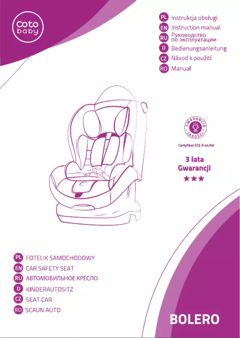 Page n°1 - Manuel utilisateur Coto Baby Bolero