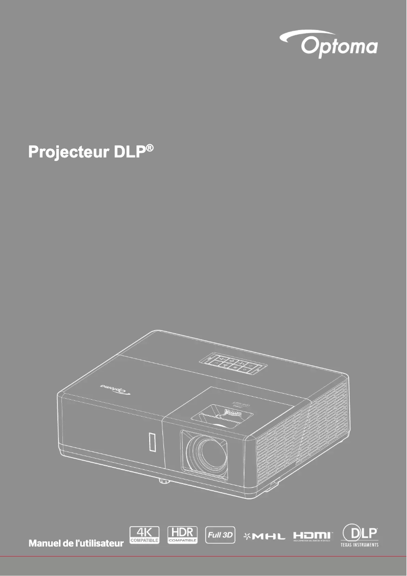 Page 1 de la notice Manuel utilisateur Optoma ZU506Te