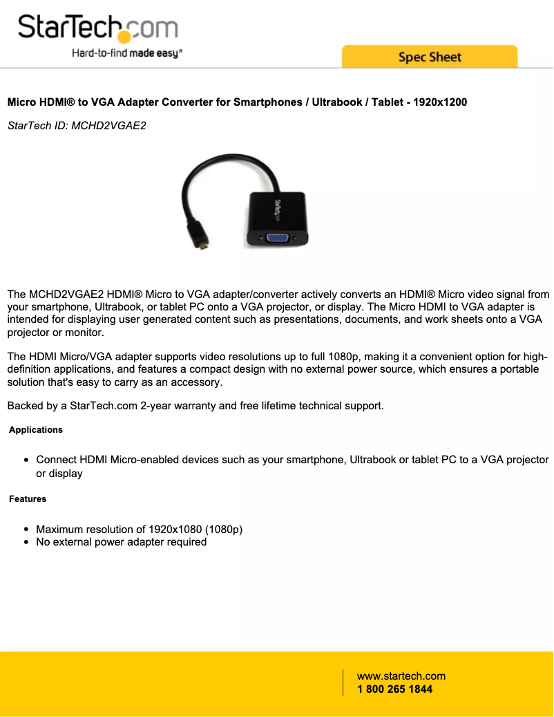 Page n°1 - Mode d'emploi StarTech.com MCHD2VGAE2