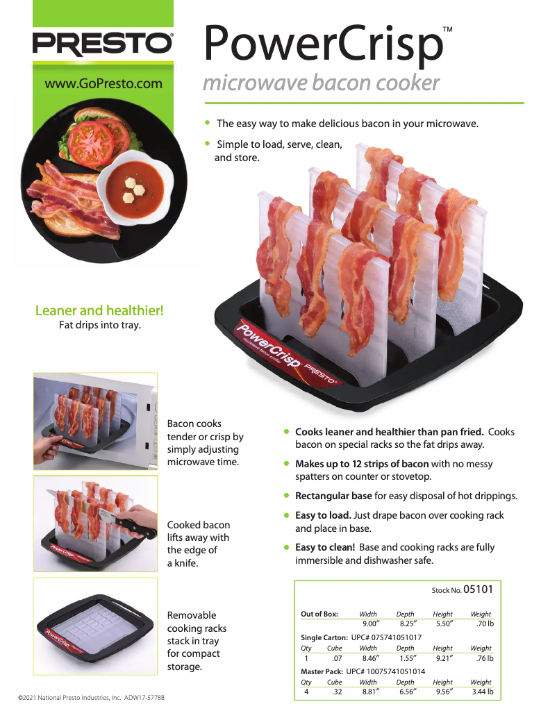 Page n°1 - Fiche technique Presto PowerCrisp 05101