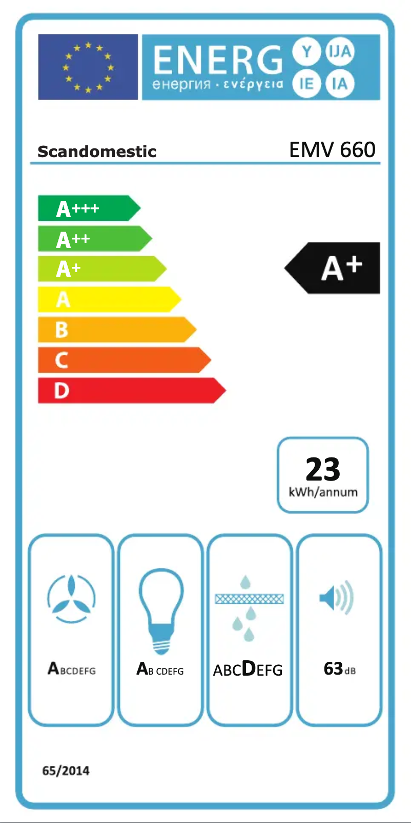 Page 1 de la notice Label énergétique Scandomestic EMV 660