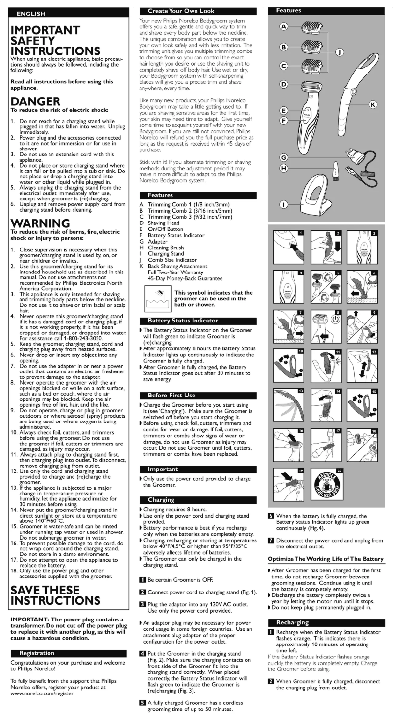 Page 1 de la notice Manuel utilisateur Philips BG2034