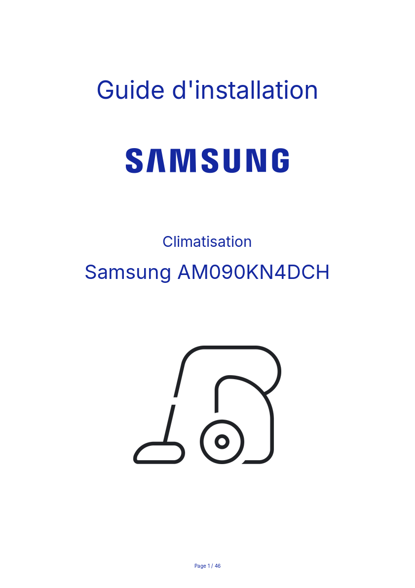 Page n°1 - Guide d'installation Samsung AM090KN4DCH