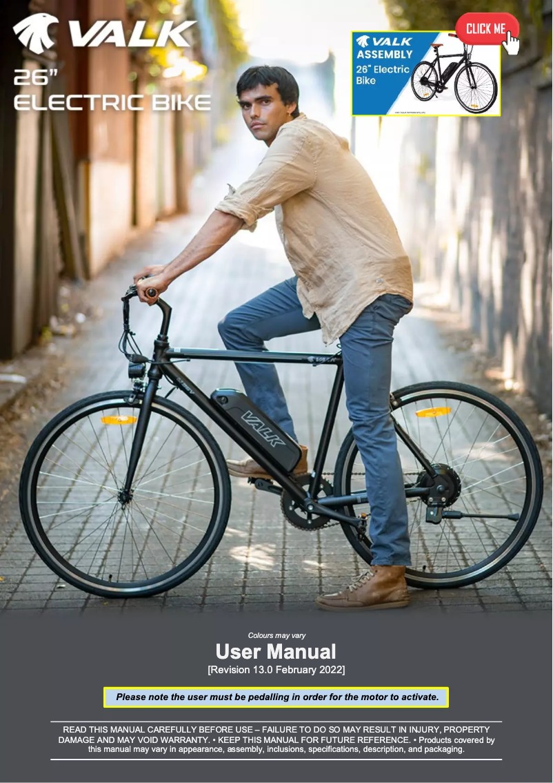 Página 1 del manual Manual de usuario Valk Fixed Speed Commuter 36V