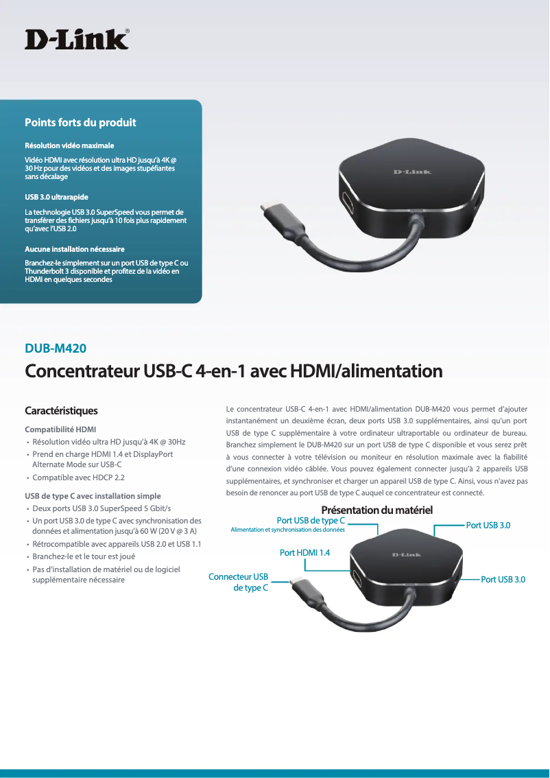 Page n°1 - Fiche technique D-Link DUB-M420