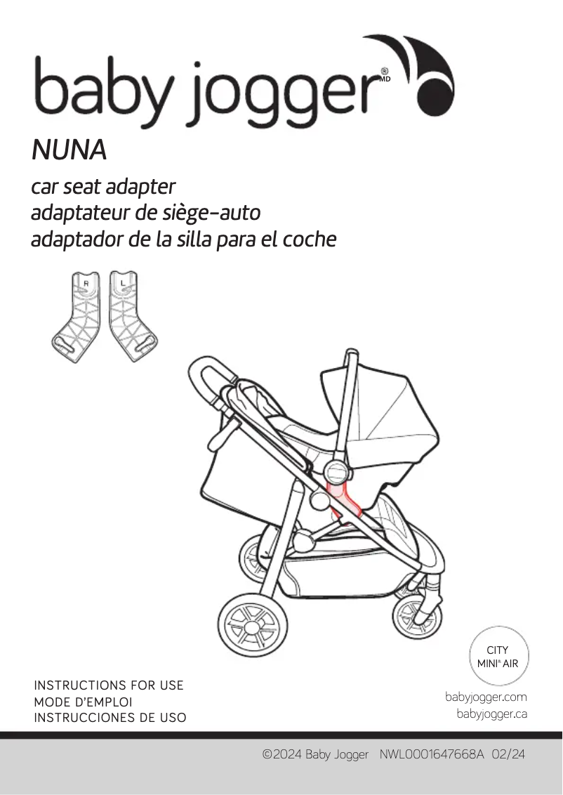 Page 1 de la notice Manuel utilisateur Baby Jogger Nuna car seat adapter