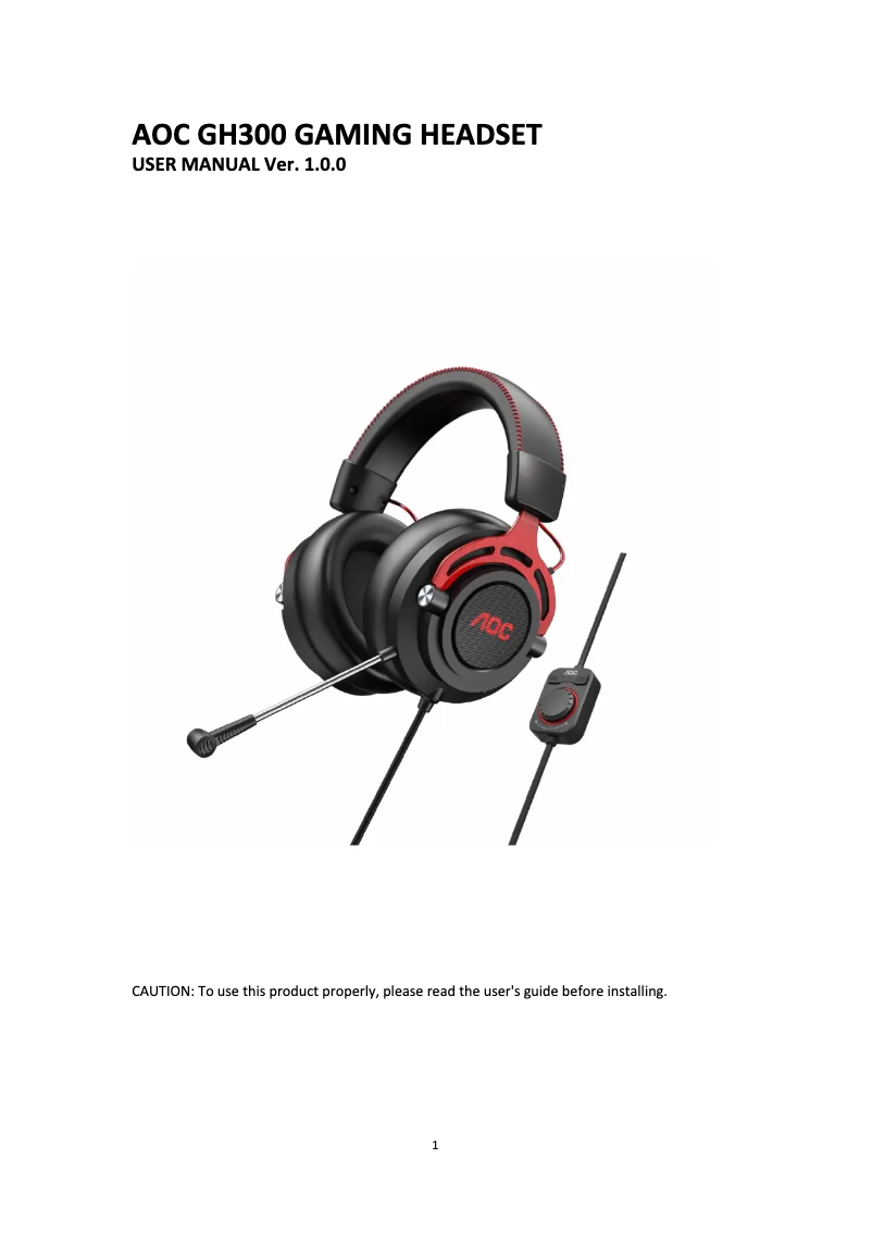 Page 1 de la notice Manuel utilisateur AOC GH300