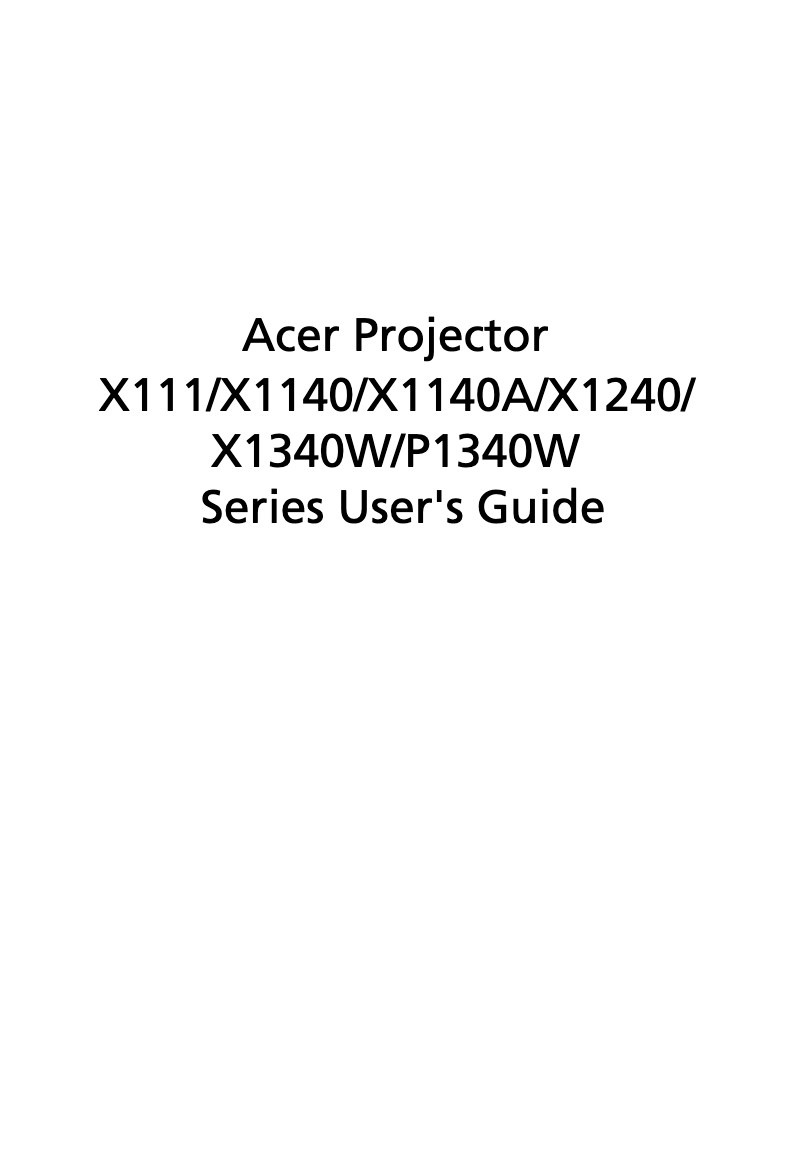 Page 1 de la notice Manuel utilisateur Acer X1140