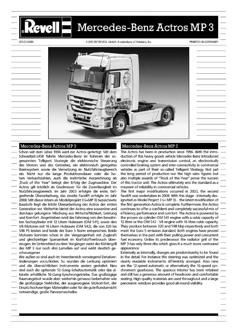 Image de la première page du manuel de l'appareil Mercedes-Benz Actros MP3