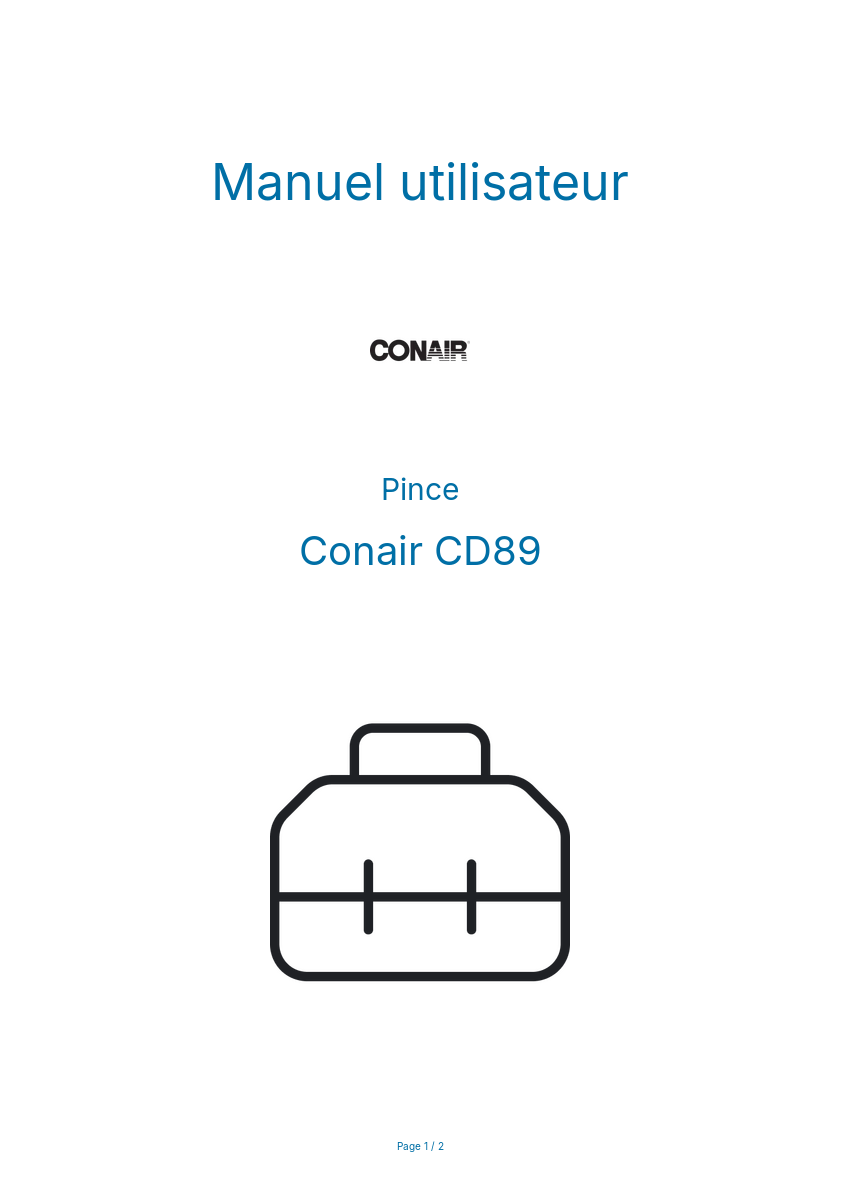 Page n°1 - Manuel utilisateur Conair CD89