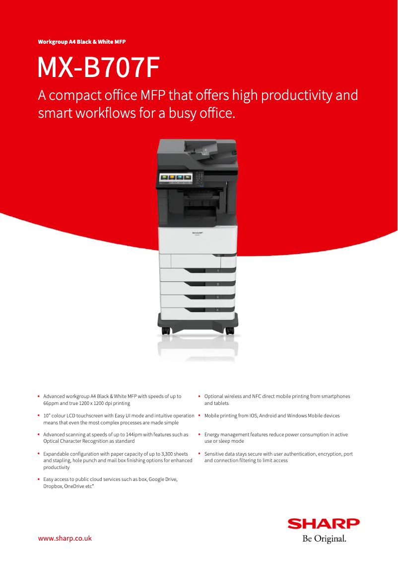 Imagen de la primera página del manual del dispositivo MX-B707F